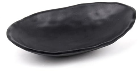 Porte-Clés Ovale en Résine Mélamine 19x12,5x4 cm Noir Mat - Coupelle Déco Maison, Plateau Rangement Clés, Bijoux, Pièces, Entrée
