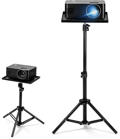 UKCOCO Adjustable Projector Stand Tripod with Tray, Height 15.75in to 43.31in Portable Floor and Tabletop Holder for Mini Projectors, Outdoor Movies, DJ Equipment
