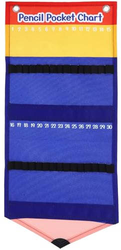 DOITOOL Stiftehalter aus Robustem Canvas mit 30 Nummerierten Fächern Hängender Organizer für Klassenzimmer und Büro Wandaufhängung Multifunktionale Stifteaufbewahrung 55,5 X 25,5cm