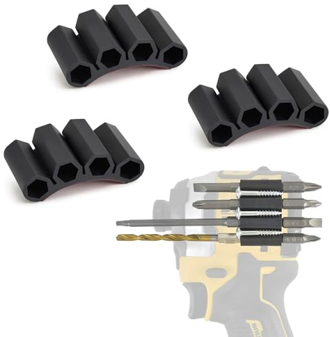 Saipor 3Pcs Magnetic Bit Holder for Impact Drivers and Drills | High Strength Strong Adhesive, Drill Bit Sleeve Organizer Attach on Side of Power Drill