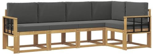 vidaXL Outdoor-Sofagarnitur mit Kissen 5 pcs Weiß und Anthrazit, Garten, modernes Outdoor-Sofa, wetterfestes Lounge-Möbel, perfekte Terrasse für gemütliches Sitzen