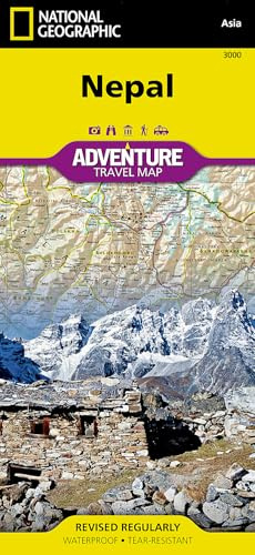 Nepal Adventure Map by National Geographic – Waterproof Travel Map with Himalayas, Everest Region, Trekking Routes & Cultural Sites – Foldable Nepal Topographic Map