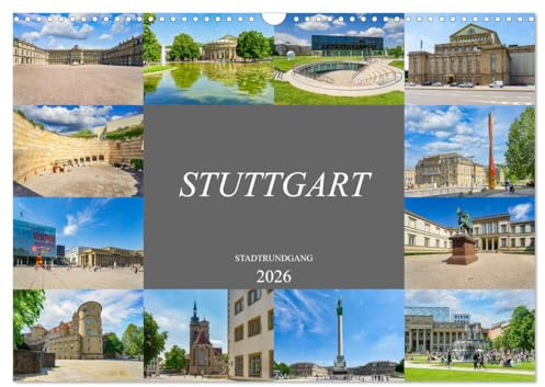 Stuttgart Stadtrundgang (Wandkalender 2026 DIN A3 quer), CALVENDO Monatskalender: Ein Stadtrundgang durch die Landeshauptstadt Stuttgart (CALVENDO Orte)