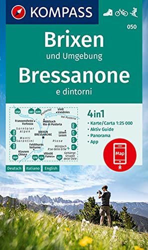 KOMPASS Wanderkarte 050 Brixen und Umgebung, Bressanone e dintorni 1:25.000: 4in1 Wanderkarte mit Panorama und Aktiv Guide inklusive Karte zur offline ... in der KOMPASS-App. Fahrradfahren. Skitouren.