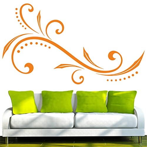 INDIGOS UG Wandtattoo - Wandaukleber d59 wunderschönes Tribal Blume 160x90 cm - orange - Dekoration Küche Bad Büro Hotel