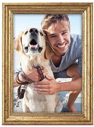 Malden International Designs 2177-57 Classic Wood Picture Frame, 5x7, Gold