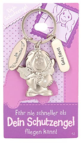 Depesche 7518-012 Schutzengel Schlüssel-Anhänger aus Metall, Glücksbringer mit Engel, Schlüsselring und liebevoller Botschaft, zum Verschenken an Familienmitglieder, Freunde und Bekannte