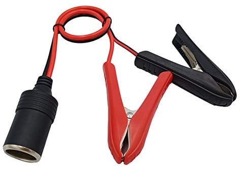 Adattatore da 12 V per accendisigari da auto con cavetti e pinze per la batteria, per sicurezza da sovraccarico di corrente a 15 A