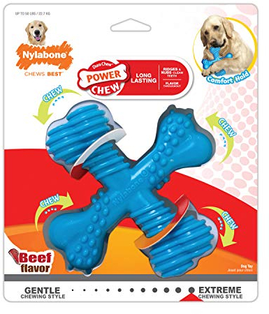 Nylabone 983771EU Dura Power Chew, x-förmiger Knochen, Rindfleischgeschmack, für große Hunde (bis 23 kg), L