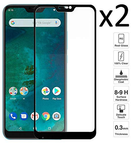 iGlobalmarket [2 Unidades] Protector de Pantalla 3D Xiaomi Redmi 6 Pro/Mi A2 Lite, Cristal Templado, sin Burbujas, Alta Definicion, 9H Dureza, Resistente a Arañazos