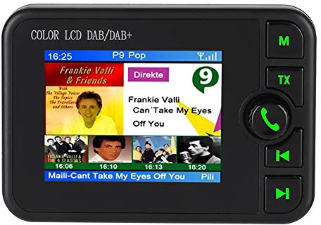 2,4 Zoll Farb LCD Auto DAB Radio,Bluetooth Adapter Auto,Smartphone Bluetooth Freisprechfunktion für Musik Streaming Hochempfindliche Aktive Antenne FM Sender für DAB+Sender Digital Radio