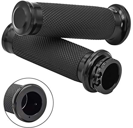Benlari Schwarze Handgriffe 1 Zoll Motorrad Lenkergriffe Kabel Gaszug Kompatibel für Harley Davidson Sportster Touring Dyna Softail 883 1200