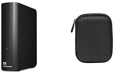 WD Elements WDBWLG0080HBK-EESN - Desktop - Disque Dur de Bureau USB 3.0 - Noir - 8 TB & Amazon Basics Étui pour Disque Dur Externe
