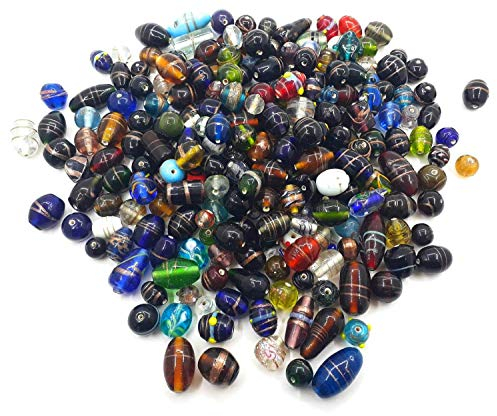 Cuentas de cristal hechas a mano, de colores y formas variadas, juego para manualidades, cuentas de cristal de murano pulidas al fuego, de fantasía, 500 g (set-1)