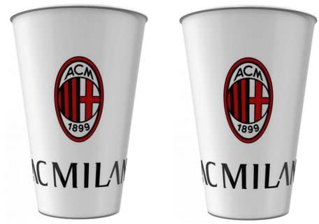 ILS I LOVE SHOPPING Set 2 Bicchieri in plastica 260ml Tifoso Senza BPA/Regalo per Ragazzi Prodotto Ufficiale (per Milan)