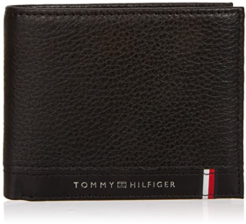 Tommy Hilfiger Herren, Leder, Th Central Mini-Geldbörse Reisezubehör-Bi-Fold-Brieftasche, Schwarz, Einheitsgröße