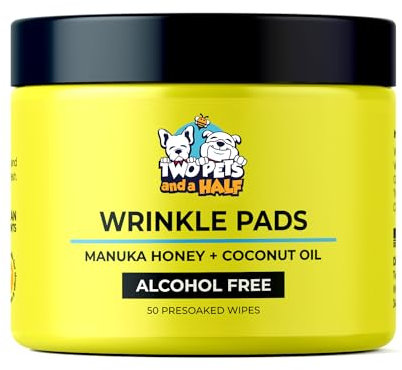 Wrinkle Wipes for French Bulldog, English Bulldog & Pug-100% Organic Extracts Dog Wrinkle Wipes to Soothe Wrinkles- Dog Face Wipes Cleaning Alcohol Free- Also Used w/ Wrinkle Paste for Bulldogs