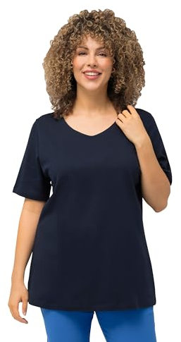 Ulla Popken Damen Basic-t-shirt T-Shirts, Marine, 54-56 EU