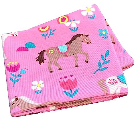 Wollhuhn ÖKO Mädchen/Damen/Buben Cooles Elastisches Stirnband/Haarband Bequem Jersey Baumwolle Viele Motive 21215155 (Pony/Pferde Rosa)
