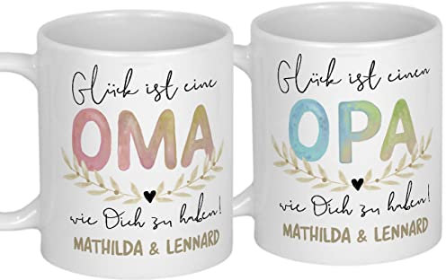 My Sweetheart® Oma Geschenk Opa Tasse mit Namen personalisiert und Spruch Geburtstag Großeltern Weihnachtsgeschenk Geburtstagsgeschenk