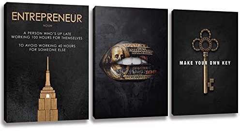 Motivierende Wandkunst Leinwand Hustle Poster Büro Wandkunst inspirierende Leinwand Wanddekoration Erfolg Ziel Kunstwerk Unternehmer Zitat Gemälde für Schlafzimmer Heimdekoration gerahmt 50,8 x 71,1