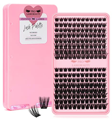 192 Stück Wimperncluster 2 Stile Gemischte Cluster Wimpern DIY Wimperncluster Extension DIY Einzelwimpern Superdünnes Band Weich und leicht zu tragen (Into You-01+Into You-02,D-Mix)