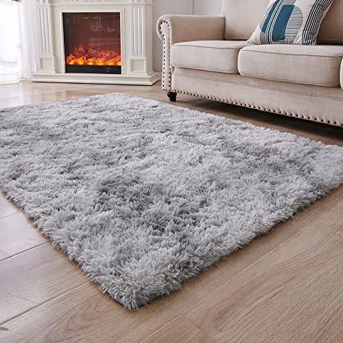 MARATIP Plüsch Teppich,Flauschiger Teppich Rund,große Größe modernes Wohnzimmer,Kinder Mädchen,weicher und Flauschiger Teppich für das Schlafzimmer/Wohnzimmer/Kinderzimmer(hellgrau,160 x 230 cm)