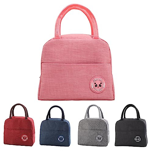 Senshuomy Insulated Lunch Bag Tote Bag for Women & Kids,Cool Bag Lunch Box,Water-Resistant Thermal Leak,Proof Lunch Organizer for Work,School,Picnic(Pink)