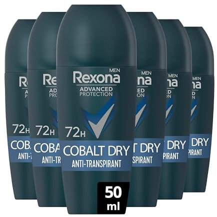 Rexona Advanced Protection Desodorante Roll-On para Hombre Cobalty Dry 72 h, 50 ml, Pack de 6