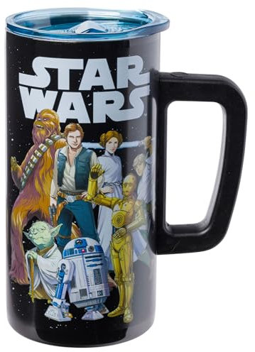 Silver Buffalo Star Wars Group Shot Double Wall Stainless Steel Coffee Mug with Handle, 15 Ounces