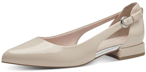 MARCO TOZZI Ballerine Donna a Punta Vegane, Bianco sporco (Powder Patent), 37 EU