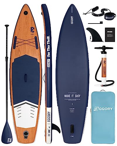 EGGORY Aufblasbares Paddelbrett, 28,9 x 81,3 x 15,2 cm, Stand-Up-Paddle-Board, Sup-Board mit abnehmbarer Flosse, schwimmendes Paddel, Handpumpe, wasserdichte Tasche, Reisebrett