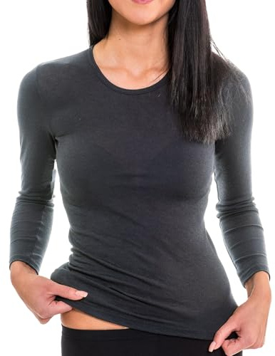 HERMKO 17830 Damen Langarm Unterhemd Woman Longsleeve Shirt Baumwolle/Modal