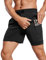 CRZ YOGA Herren Workout Shorts Schnelltrocknend Laufshorts Sporthose Trainingsshorts Kurze Hosen mit Taschen - 13cm Schwarz L
