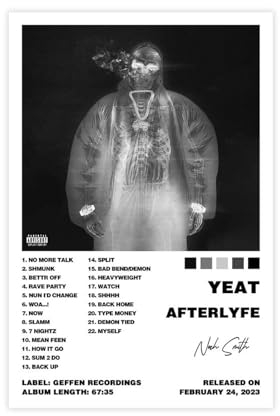 Yeat Poster AftërLyfe Albumcover-Poster, 2 Leinwand-Poster, Schlafzimmer-Dekor, Sportlandschaft, Büro, Raumdekoration, Geschenk, ungerahmt, 30 x 45 cm