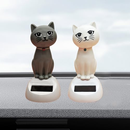 Auto Solar Wackelfigur Katze,Solar Wackelfiguren Tanzende Kleine Katze (C) | Katze Solarfigur Statue Auto Armaturenbrett Deko Ornamente, Solarfigur Wackelfigur für Auto Haus Oder Büro