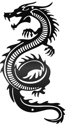 CREATCABIN Décoration Murale en Métal Dragon en Fer Noir-Sculpture Dragon Chinois Japonais Suspendre-Décoration Murale Gothique-Décoration pour Intérieur,Extérieur,Salon,Maison,Bureau-30x16cm