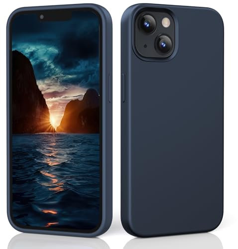 TIIXXE Silicone Case Compatible with iPhone 13 case Soft Ultra Slim Protective Shockproof Liquid Silicone Phone Case,Anti-Scratch Microfiber Lining, 6.1 Deep Sea Blue