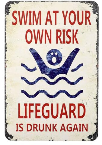 Milisten Metall-Pool-Regeln-Schild Schwimmen Auf Eigene Gefahr Wandkunst Lustige Schwimmbad-Schilder Für Pool-Hinterhof-Außendekoration