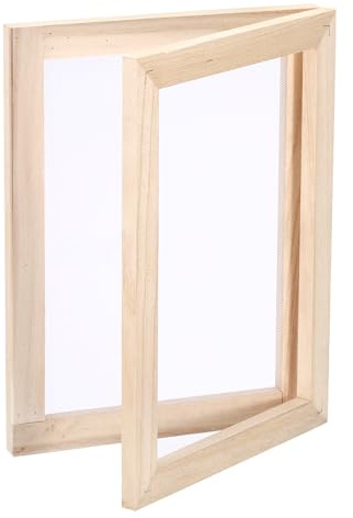PATIKIL A5 Sizes Wooden Paper Making Screen, 8.3 x 5.9 Inch 2 in 1 Paper Making Mould and Deckle Papermaking Supplies Frame for Paper Making DIY Crafts, Wood Color