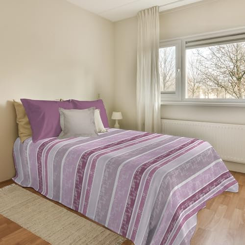 PENSIERI DELICATI Copriletto 170 x 280 cm, Telo Singolo 100% Cotone Pique, Ideale Come Telo Arredo, Coperta Salva Letto 1 Piazza, Fantasia Rodrigo Rosa, 100% Made in Italy