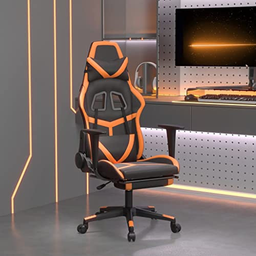 Willood Gaming-Stuhl mit Massage und Fußstütze Schwarz Orange Kunstleder Racing Chefsessel Bürostuhl Drehstuhl Sportsitz Bürosessel Schreibtischstuhl