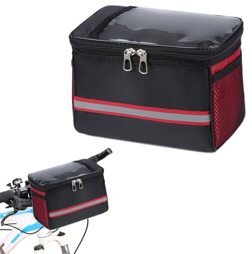 Fahrradkorb vorne Tasche,Fahrradtasche,Vordertasche für Fahrrad,Lenkertasche Fahrrad,mit Lenkeradapter FüR Fahrrad,Ebike und ElektrofahrräDer,Fahrradkorb Vorne,Wasserdicht Lenkertaschen (Rot)