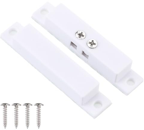 PATIKIL N.C. Wired Door Alarm Magnetic Contact Sensor, 4 Pcs 0-100V/0.5Amp Magnetic Reed Switch with Double Side Tape for Door Window, White