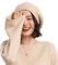 Ailaile Baskenmütze für Damen, 100 % Merinowolle, warm, gestrickt, übergroß, Beige, Beige, Einheitsgröße