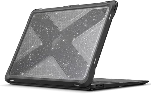 Fintie Hülle kompatibel mit MacBook Air 13(2018-2020) A2337(M1)/A2179/A1932 | Ganzkörper-Rugged Hybrid Schutzhülle TPU Stoßstange Case kompatibel mit MacBook Air 13, Transparent(Glitzer)