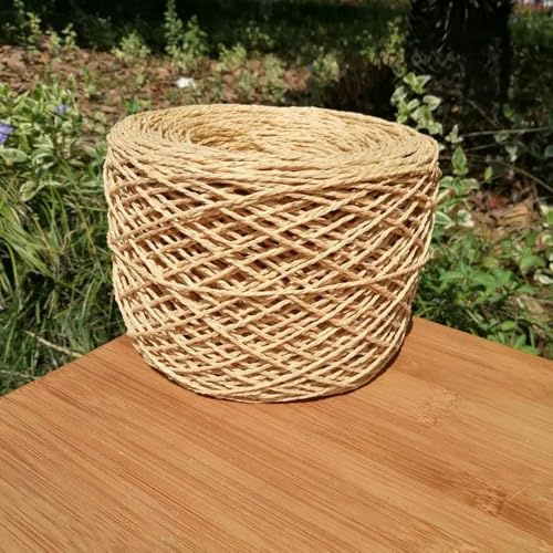 GUOZHAN 150g Raffia Yarn for Hand Crochet Knitting Summer Hats Bags Diy Straw Sandals Fluffy Paper Grass Thread Beige