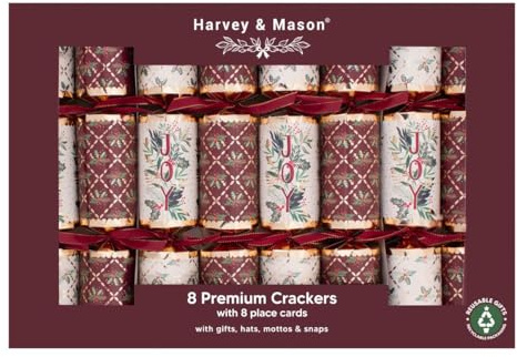 RSW 8 Premium Burgundy Joy 12.5 Christmas Crackers Luxury Festive Party Gold