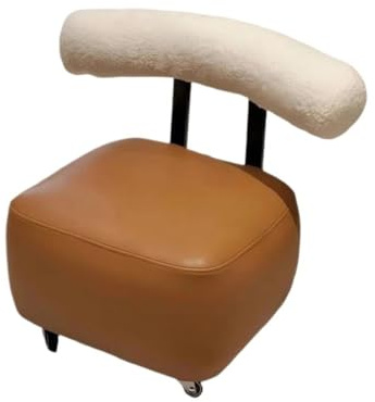 lluofeng Genérico Hocker mit Holzstruktur und Universalrollen, niedriger Hocker mit Rückenlehne für Wohnzimmer und Wickeltisch (Gelb)