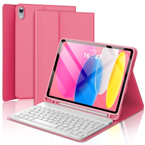Custodia per iPad di 11a/10a generazione con tastiera A16 11 pollici 2025, tastiera Bluetooth wireless rimovibile ricaricabile per iPad 10a 11 pollici 2022, Smart Folio Slim Cover con portapenne